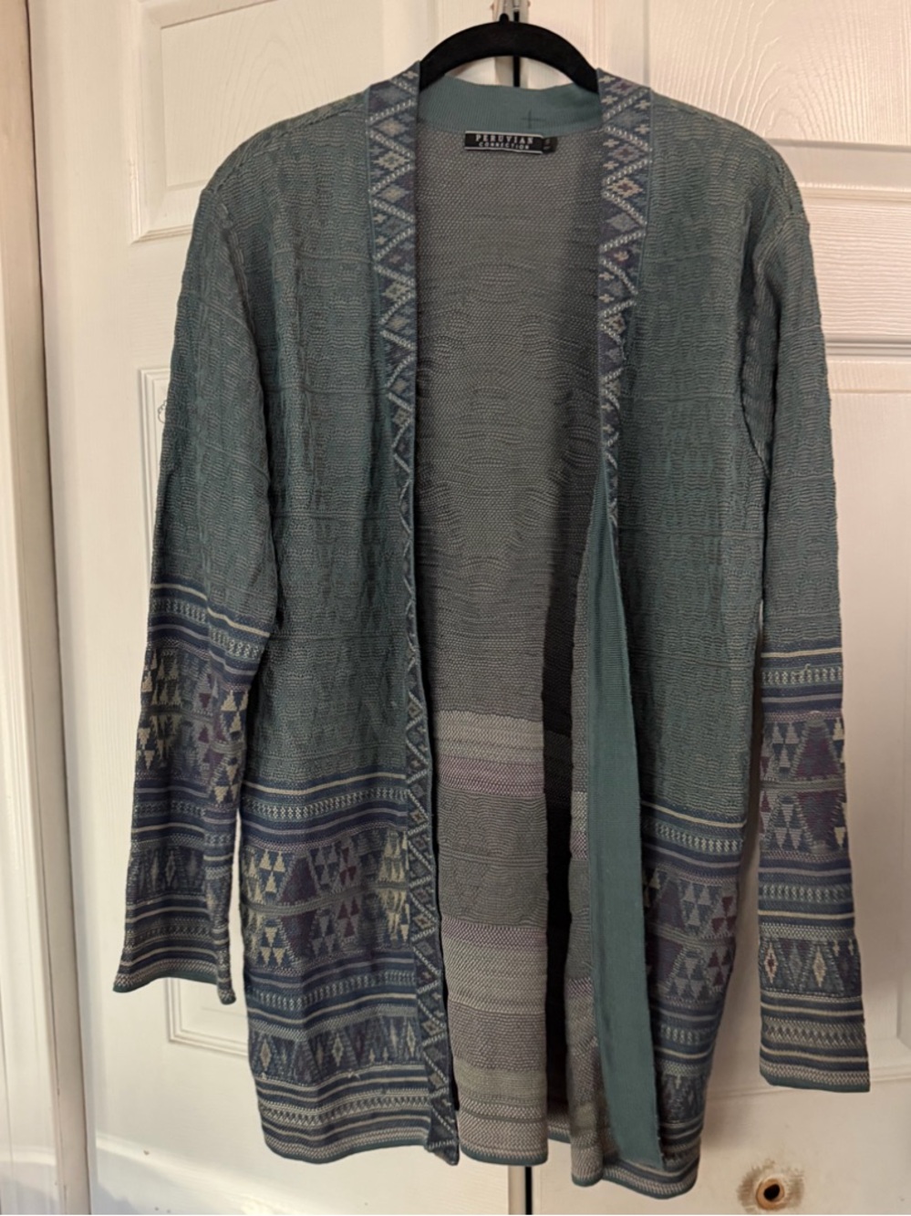 Peruvian Connection Women's Open Front Knit Cardigan - Sage Green size small